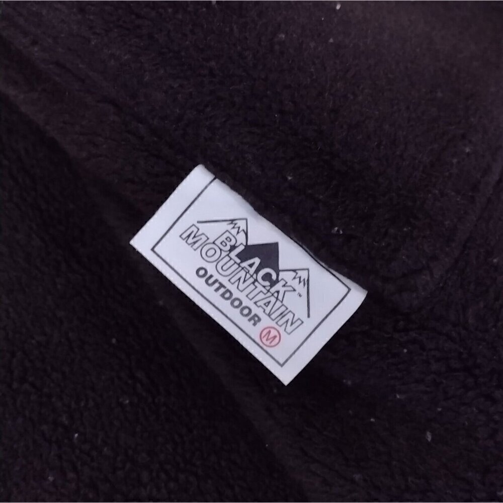 Vintage Black Mountain Hooded Heavy Fleece Jacket Button Down Womens M Moose - Picture 9 of 9